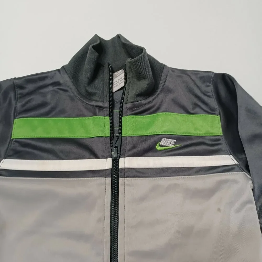 Nike Boys 18M Jacket Sweatshirt Grey Long Sleeve Pockets Embroidered‎ White Logo